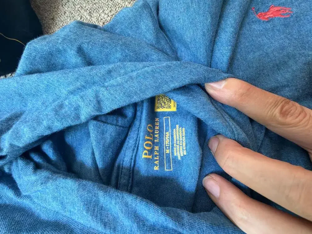 Polo Ralph Lauren Men's Blue Heather Jersey Hooded T-Shirt size M pristine cond.